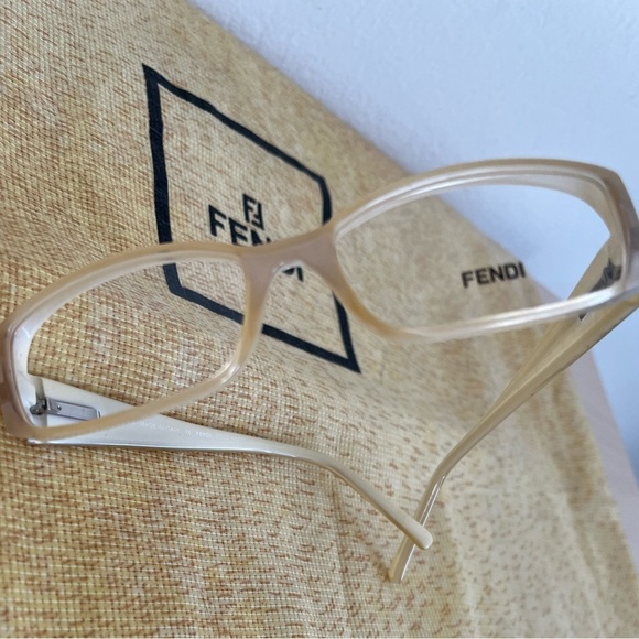 FENDI Readers Opague Cream Framed Sparkling Fendi Logo BNWOT